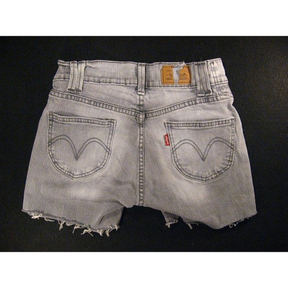 LEVIS Womans 504 CUTOFF JEANS SHORTS W 28 Denim Gray LOW RISE Zipper-fly Stretch - Picture 2 of 11